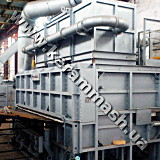 Industrial walking beam furnace with gas heating