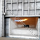 Industrial batch heating furnace gas heated with stationary hearth